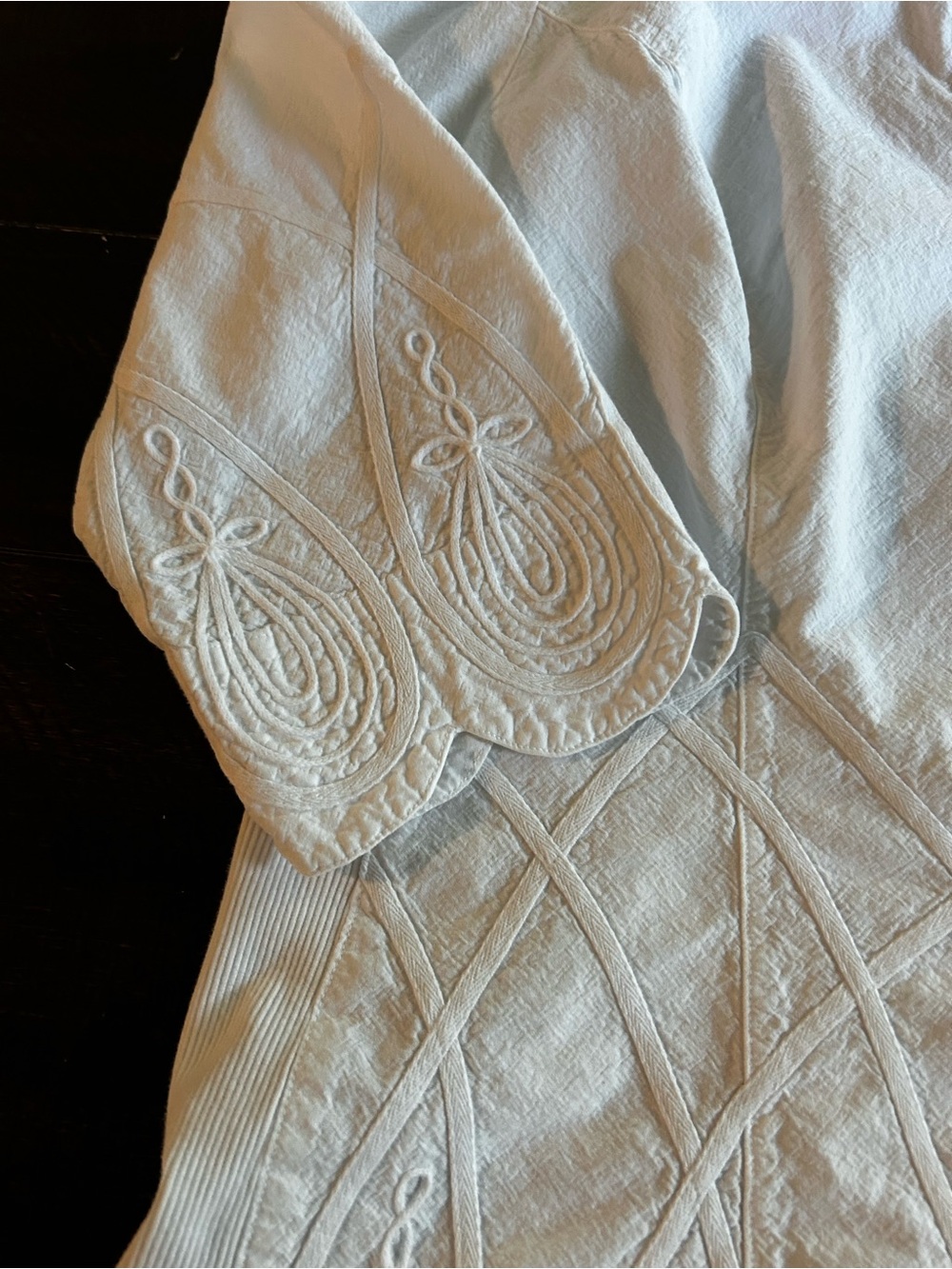 Soft Surroundings White Embroidered V-Neck Button Front Top - Picture 6 of 9